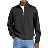 Generic Felpa da uomo con zip a quarto e collo a lupetto, tinta unita, alla moda, tinta unita, elegante, casual, da lavoro, senza cappuccio, felpa top da corsa pullover look sportivo, Nero , 3XL