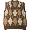 RWGSNB Maglione Scollo V da Donna con Motivo Scozzese Rombi Casual Senza Maniche Lavorato Maglia Autunno Inverno Gilet Preppy Morbido Canottiera Marrone XXL