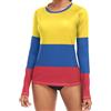 voucong Colombia Colombia Bandiere Nazionali Blu Rosso Giallo Donne Rash Guard Traspirante Elasticità UV Sun, Bandiere nazionali colombiane Colombia Blu Rosso Giallo, M