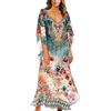 YOUKD Vestito Lungo Maxi da Spiaggia in Caftano Etnico Lungo Bohemien Cover Up Dress per Donna