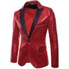 Gefomuofe Uomo Paillettes Blazer Glitter Paillettes Giacche con Collo Scialle Lampeggiante Smoking Giacca Semplicità Giacca Tuta Cappotto Elegante Giubbotto Formale Adatto Regular Fit
