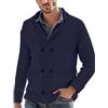 Duohropke Cardigan da uomo a doppio petto con bottoni, oversize, colletto alto, maglione invernale con tasche, classico maglione a treccia