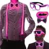 YeahBoom Bretelle Luminose da Uomo a LED e Papillon per Feste di Musica, Halloween, Natale e Decorazioni per Feste Scure - Lenti Rosa, 81cm