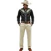 Générique Camicia da uomo a maniche lunghe con bottoni, stile western cowboy stampato abbigliamento casual equitazione country eventi all'aperto look da uomo