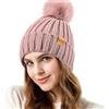 REDESS Donna Inverno Cappello a Maglia Beanie Caldo Pile Foderato con Pompom cap Spesso Slouchy Neve Maglia Cranio Ski cap