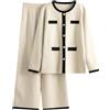 Meaunzyl Completo Lana Donna Tuta Da Ginnastica Offerte Girocollo Maglia a Maniche Lunghe Pullover Top Elastico In Vita Pantaloni a Gamba Larga Moda Autunnale Invernale Completi Per La Casa