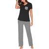 Uni-Wert Donna Pigiama Lungo Due Pezzi in Cotone Elegante Pigiami Set da Notte con Maniche Lunghe Pantaloni Lunghi Camicia da Notte per Donna