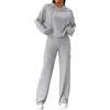 Caziffer Donne 2 Pezzi Abiti Primavera Tinta Unita A Costine Maglia Con Cappuccio E Gambe Larghe Pantaloni Set Loungewear Biancheria Da Notte Indumenti Da Notte Abbigliamento Da Casa Estetica Set Tuta