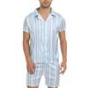 Atxnn Pigiama Uomo Pigiami Set con Scollo a V Top Button Down Maniche Corte Pantaloncini Comodo Casual Estivo Pigiami Due Pezzi da Uomo Aperto