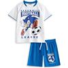 Sonic The Hedgehog Kit della Greenhill Football League dei ragazzi | Top bianco e pantaloncini blu | Set da calcio a maniche corte | Abbigliamento sportivo grafico sonico | Merchandising Sonic