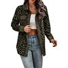 Generisch Giacca softshell da donna, giacca a vento invernale, giacca a vento da donna, con bottoni a maniche lunghe, in velluto a coste oversize con motivo leopardato, maniche lunghe, giacche, cappotti con