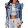 Cocila Cappotto Casual In Denim Con Risvolto Alla Da Donna Giacca Avvitata Elasticizzato A Maniche Lunghe Con Tasca Giubbino Jeans Elasticizzato Corta Con Bottoni