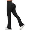 Aerides Flared Leggings da donna con tasche, a vita alta, opachi, per yoga, bootcut scrunch Butt Sport, Nero , L