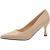 Generico Decollete Donna Tacco Alto 36-42 EU con Tacco 7cm in Pelle Sintetica Scarpe Decolte Eleganti Comode Punta Décolleté Vintage da Cerimonia Tacchi Heels Dance per Ufficio Feste Lavoro,Beige,40