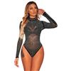 NBBNYJ Body Nero Donna Elegante Vintage Bodysuit Estivi Mesh Daimonds Manica Lunga Blusa Camicie Top Tuta Abbigliamento Nero-4 L