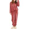 Hveuluop Gieen Pigiama da Donna in Pile Corallo - Maglia a Maniche Lunghe con Scollo Rotondo e Pantaloni, Completo da Casa in Velluto Corallo Elastico, Taglia Unica per Autunno e Inverno