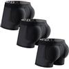 Faringoto Intimo da uomo imbottito mutande corte in rete sollevatore glutei per ingrandire il sedere con imbottitura push-up, 3 nero, XL
