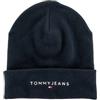Tommy Jeans Uomo Berretto in Maglia Linear Logo Beanie Cotone Bio, Blu (Dark Night Navy), Taglia Unica