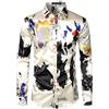 PARKLEES - Camicia da uomo casual di lusso con stampa, in raso satinato con bottoni per festa e matrimonio, XL