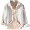 GUOCU Uomo Camicia Calda da Uomo di Lino in Velluto a Coste Camicia addensato Plus Giacca foderata in pelliccia di pile Sherp Camicia imbottita tinta unita Camicia invernale di flanella Ligrigio M