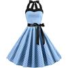 IWEMEK Vestito Vintage Annate 50 Donna Retro Rockabilly Pin Up Elegante Robi Senza Manico, Dorso Nudo Decolletato a Cuore Pois, Azzurro, XXL