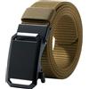 LionVII Cintura Uomo, Cintura Nylon Uomo Cricchetto Automatica Fibbia 38mm,Trim Regolabile per Adattars [130 cm L x 3,8 cm W] Marrone oliva