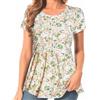 Bearsland Top da Allattamento da Donna a Maniche Corte Girocollo Camicia per Allattamento al Seno Vestiti Premaman, Fiore Bianco Verde, M