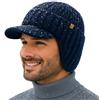TOP-EX DryKnit - Berretto invernale da uomo, impermeabile, 80% lana merino, con fodera in pile e paraorecchie, M-XXL, Blu, XL/XXL