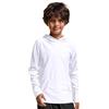 TIZAX Maglia Anti UV Nuoto Bambino con Cappuccio UPF50+ Maglietta Piscina on Maniche Lunghe Costume da Bagno Ragazzi Asciugatura Rapida con Tasca Bianco 13-14 Anni