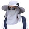WUODHTW Cappello da pesca per uomo e donna, con protezione solare UPF 50+ e patta per il collo, cappello da spiaggia, cappello da escursionismo, cappello da pesca, Grigio chiaro, Taglia unica