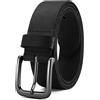 CHAOREN Cintura Uomo, Cintura Uomo Pelle Nera Marrone38mm Realizzata in Pregiata Cuoio di Bufalo Pieno Fiore, Perfetta per Look Casual Jeans