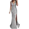 Generic Abito da Damigella con Collo Oro Vestito da Prom per Donne Elegante e Sexy con Paillettes Lunghe da Abito da Festa per Occasioni Speciali Mamma e Figlia Stile Coordinato