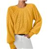 Generic Maglione casual in tinta unita con scollo rotondo e fili per donna maglione donna giallo senape, giallo., S