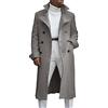 Generic Trench lungo da uomo con risvolto a tacca doppio petto Trench Casual in misto cotone Peacoat (Grigio,3XL)