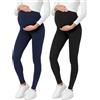 Be Mammy Leggings Premaman Lunghi BE20-230 (Nero/Blu Marino, L)