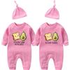 culbutomind Body Bambino Gemelli To My Toast Divertenti Body Neonato Regalo Gemella Tutina Manica Lunga Bimba Con Cappello(pink 6m)