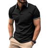 EDITCOZY Polo da uomo, a maniche corte, da golf, casual, in cotone, lavorato a maglia, classico, estivo, da uomo, Nero , XL