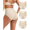 INNERSY Mutande Senza Cuciture Donna Beige Slip Microfibra Vita Alta Intimo Mutandine Pacco da 3 (S, 3 Beige Classico)