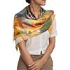 Prettystern Donna 100% Seta Foulard Scialli Cerimonia arte nouveau Gustav Klimt 90cm Quadrato Regalo Idea P375 Signora con fan D'oro