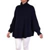 Marenza Poncho Misto Cashmere Kimono Collo Anello Donna Made in Italy Doppio Filo Manica Lunga Lana Merino Cachemire Mantella Taglia Unica Regalo Abbigliamento Inverno Coprispalle