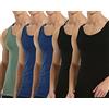 Falechay Canottiera Uomo Pacco da 5 100% Cotone Elasticizzato Fitness Canottiera Sportiva Nero Blu Verde 5XL