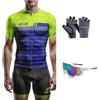 HECLOK Completo Ciclismo Uomo - Maglia Manica Corta + Pantaloncini con Fondello - Abbigliamento Bici Strada e MTB - Tessuto Traspirante e Anti-Sudore - 4 Pezzi per Estate (Set-19,x_l)