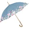 PERLETTI GREEN Ombrello Pioggia Ecosostenibile Tessuto Riciclato Donna Automatico - Manico in Legno Biodegradabile - Ombrello Classico Antivento Ecologico - Diametro 102 cm (Azzurro con Fiori)