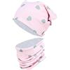TupTam Berretto e Sciarpa Scaldacollo Coordinati per Bambini, Cuori Glitterati Grigio/Rosa/Grigio Fuso, 54-56