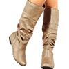 Kobilee Stivali Donna Caldo Elasticizzati Curvy Stivali Cowboy Vintage Pelle Morbidi Western Boots Anfibi Camoscio Sopra il Ginocchio con Tacco Stivali Alti Stivaletti Invernali Sexy Larghi