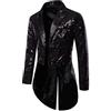 Alaurbeauty Giacca da uomo con paillettes, smoking, frac, slim fit, frac, abito, cappotto, coda di rondine, cena, festa, matrimonio, blazer, abito da cerimonia, Nero , M