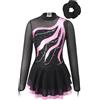 inhzoy Vestito da Pattinaggio Artistico Bambina Abito da Balletto Danza Ballerina con Strass Body Danza Classica Maniche Lunghe Leotard Costume da Ballo Samba Salsa Jazz