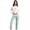 Nottingham Pigiama Donna Cotone Manica Lunga Art. PG49961 Verde Acqua L