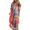 L-Peach Kimono da Spiaggia Cardigan Donna Kaftano Lungo Vestito Copricostume da Bagno Bikini Aperto con Coulisse