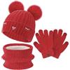 Bequemer Laden Invernale Cappello Berretto Sciarpa Guanti Bambino 3-10 Anni | Invernali Termici Doppi Cappelli Berretti con Pon Pon Pile Scaldacollo Touch Screen Guanti Bambino Bambina 3-10 Anni Regalo